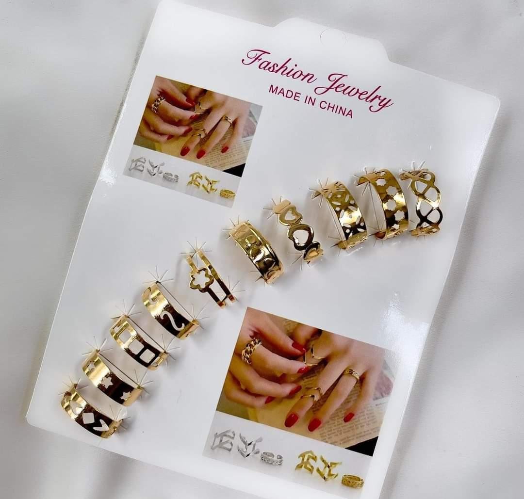 Midi ring adjustable set of 10