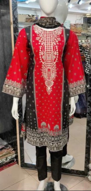 Bin Saeed Print Embroidered Lawn 3 PCs Suit