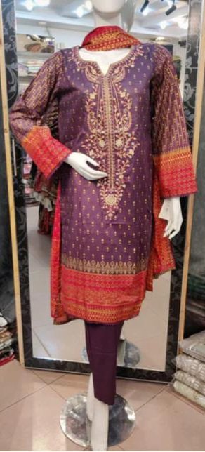 Bin Saeed Print Embroidered Lawn 3 PCs Suit