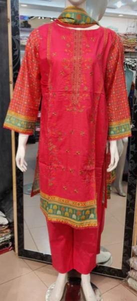 Bin Saeed Print Embroidered Lawn 3 PCs Suit