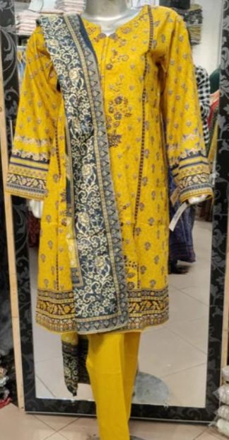 Bin Saeed Embroidered Lawn 3 PCs Suit