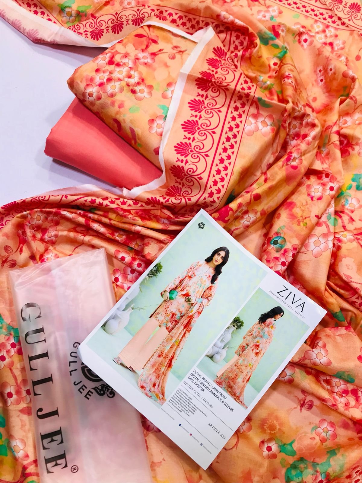 LAWN 3 PIECE WITH ZIVA BY GULLJEE STAMP