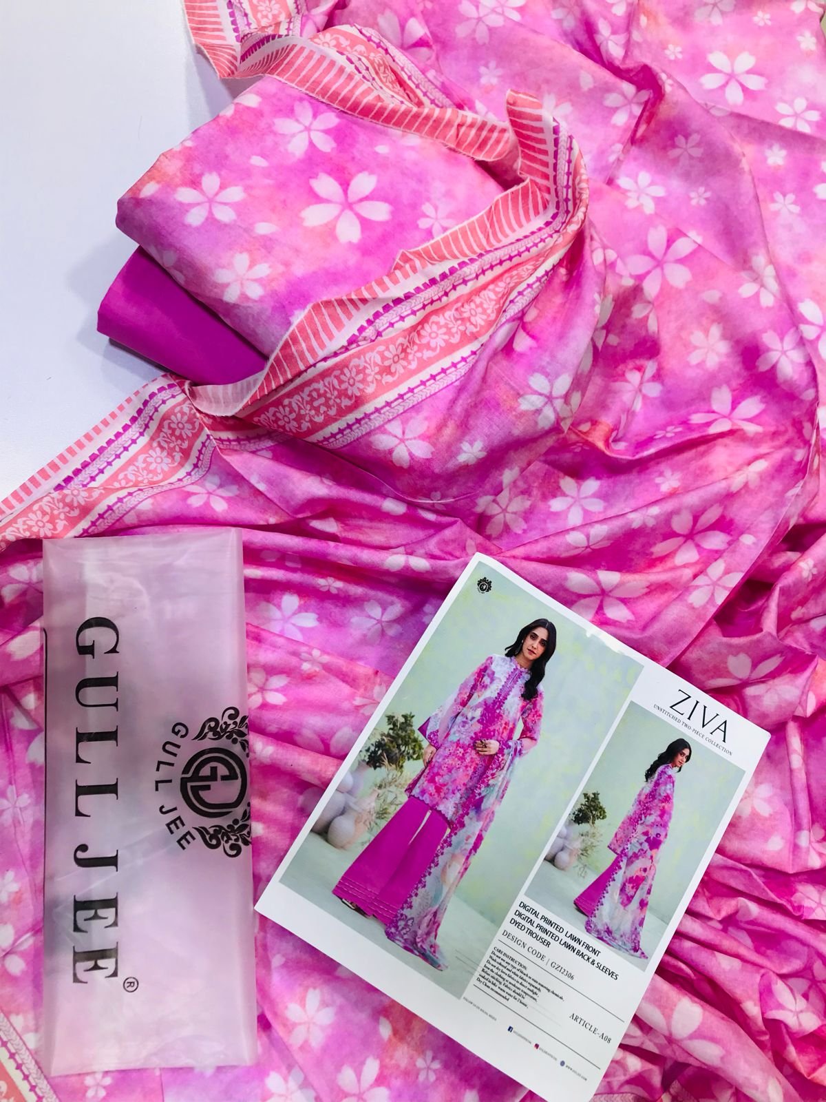 LAWN 3 PIECE WITH ZIVA BY GULLJEE STAMP