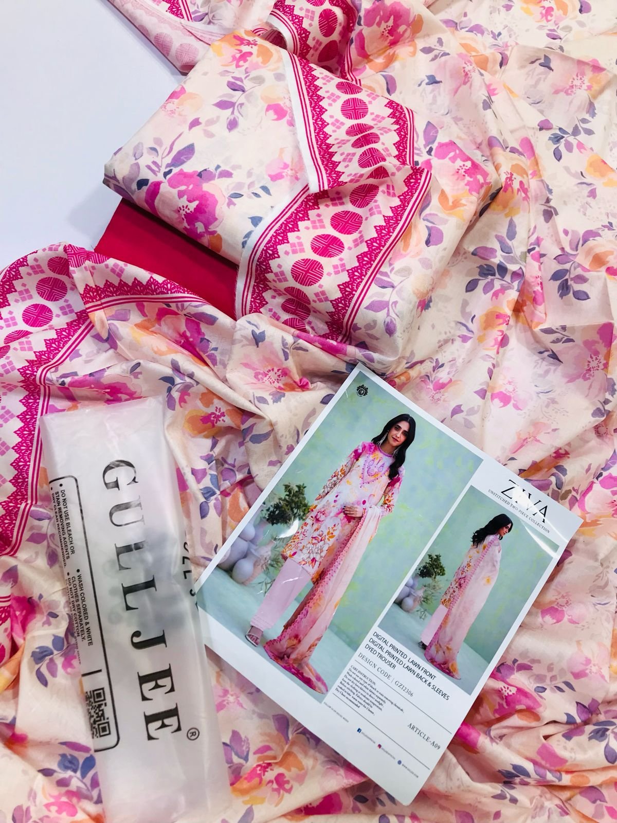 LAWN 3 PIECE WITH ZIVA BY GULLJEE STAMP