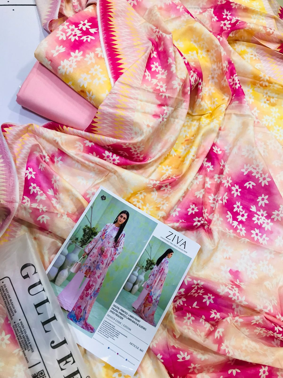 LAWN 3 PIECE WITH ZIVA BY GULLJEE STAMP