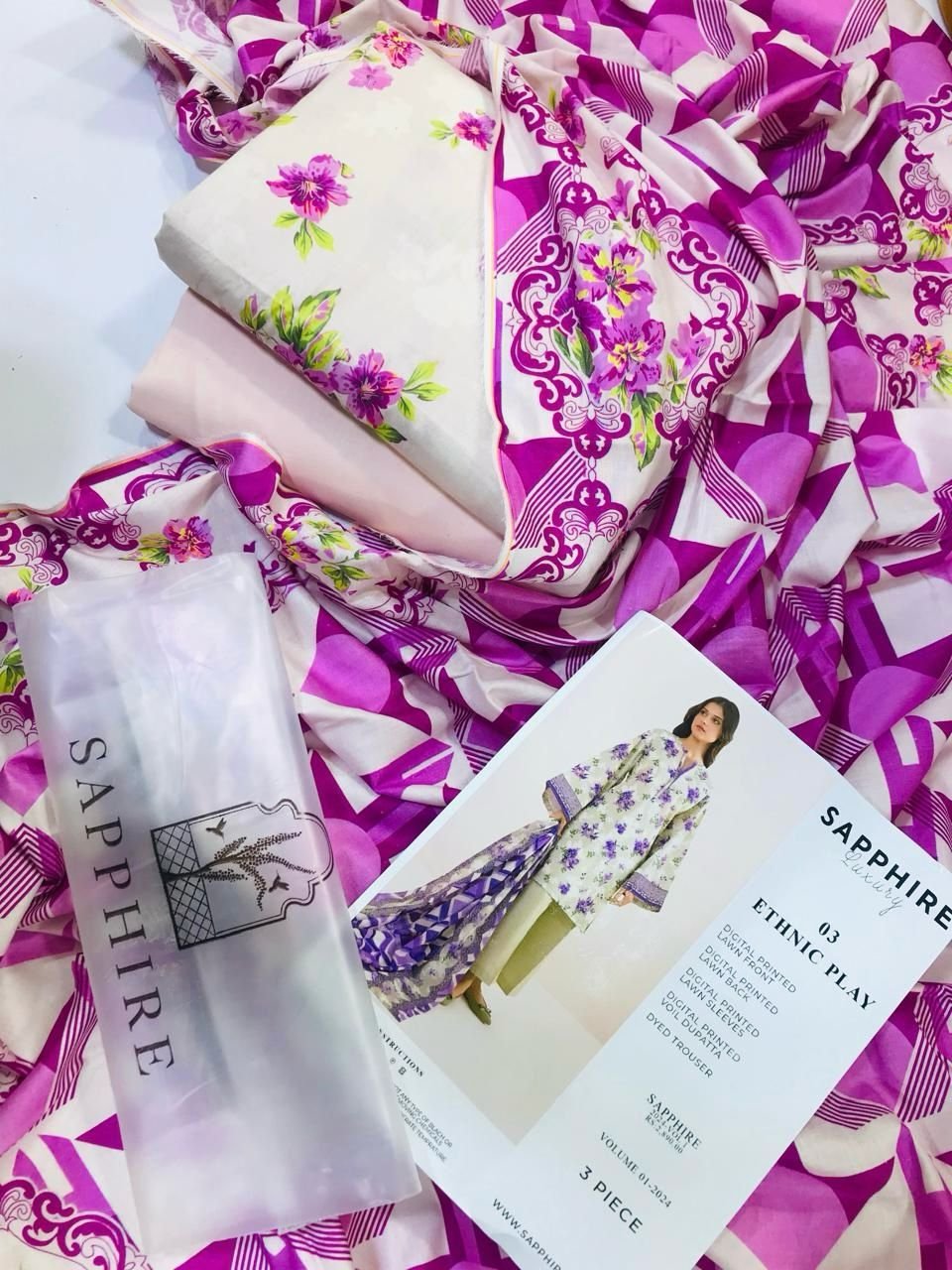 3 Piece with *SAPPHIRE* Stamp.