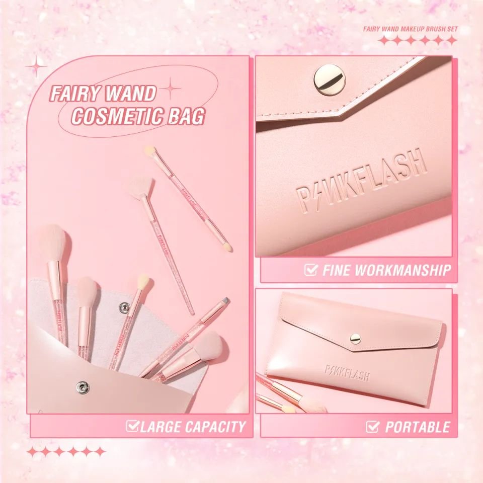 Pink Flash Brushes or Makeup Pouch