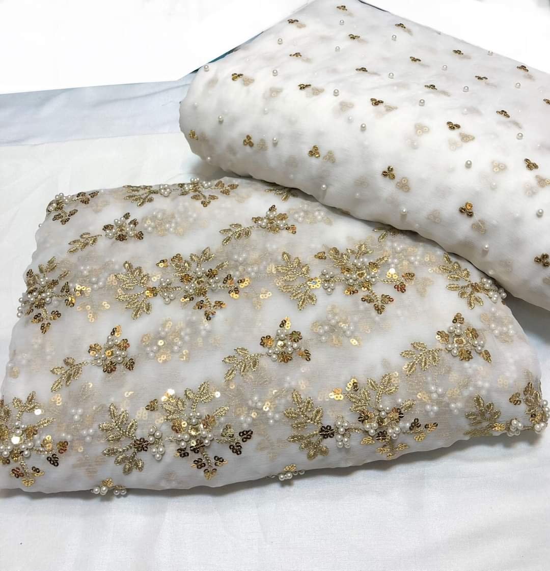 Pure soft shifoon Shirt dupatta Pearl Work