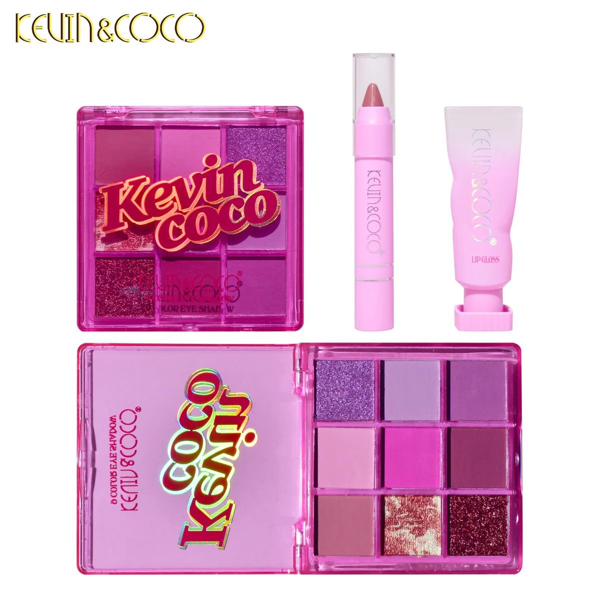Kevin & Coco Gift set (Eyeshadows, Lip crayon, Lip Gloss)